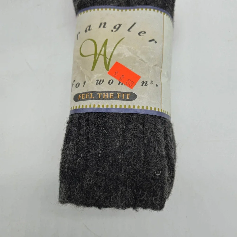 Wrangler Ladies Womens Socks 2 Pair Pack Wool Blend Red Black Vintage USA Made